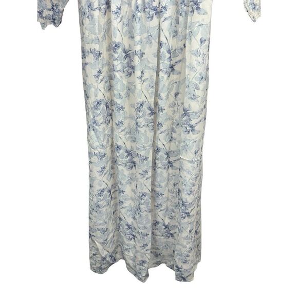 Hill House Home Angelica Nap Dress XS Blue Floral Long Sleeve 100% Viscose - Picture 5 of 13